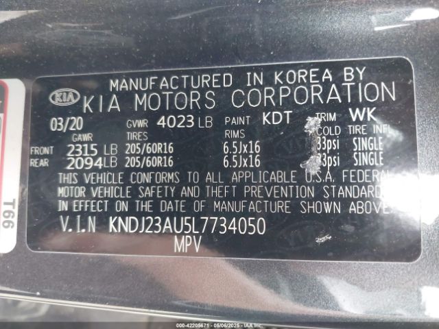 KNDJ23AU5L7734050 KIA SOUL LX