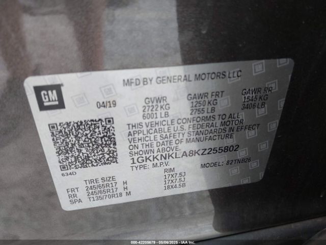 2019 GMC ACADIA 1GKKNKLA8KZ255802 Photo 8