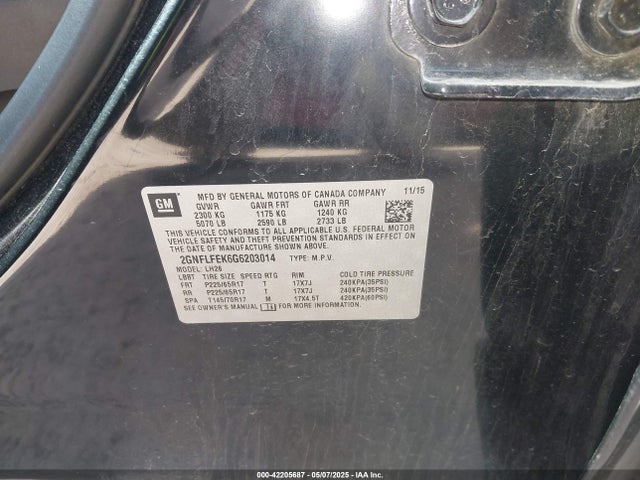 Chevrolet EQUINOX LT 2016 2GNFLFEK6G6203014 Image 9