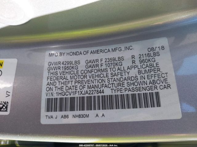 1HGCV1F1XJA227844 Honda ACCORD LX