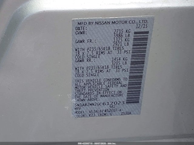 5N1AR2MN2GC612023 Nissan 2016