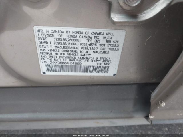 2004 ACURA MDX 2HNYD18664H545850 Photo 8