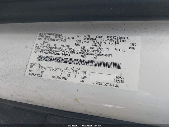 1FTYR2CM9JKB14054 Ford Transit-250