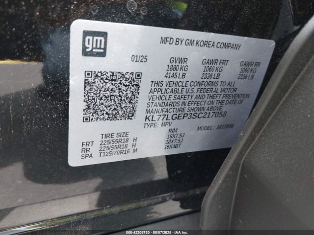 KL77LGEP3SC217058 Chevrolet Trax Fwd 1rs