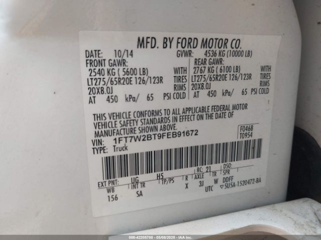 1FT7W2BT9FEB91672 Ford F250 Super Duty