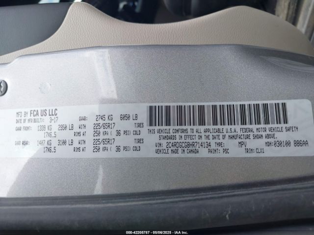 2C4RDGCG8HR714134 Dodge Grand Caravan Sxt