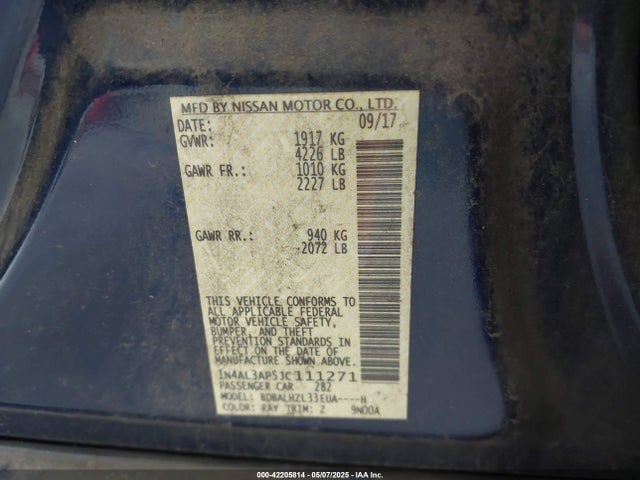 1N4AL3AP5JC111271 Nissan Altima 2.5 Sr