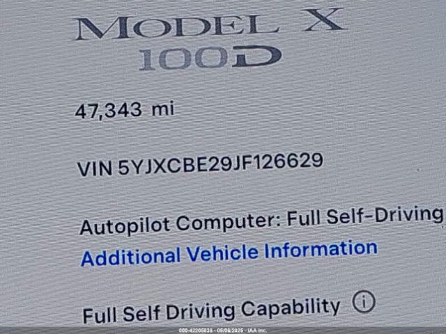5YJXCBE29JF126629 Tesla Model X 100d/75d/p100d