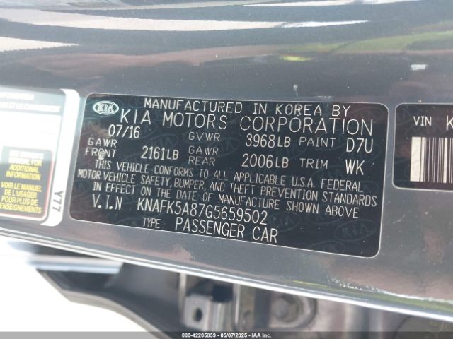 KNAFK5A87G5659502 KIA FORTE LX