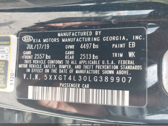 5XXGT4L30LG389907 KIA Optima Lx