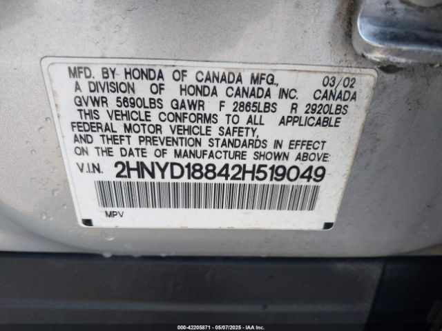 2002 ACURA MDX 2HNYD18842H519049 Photo 8