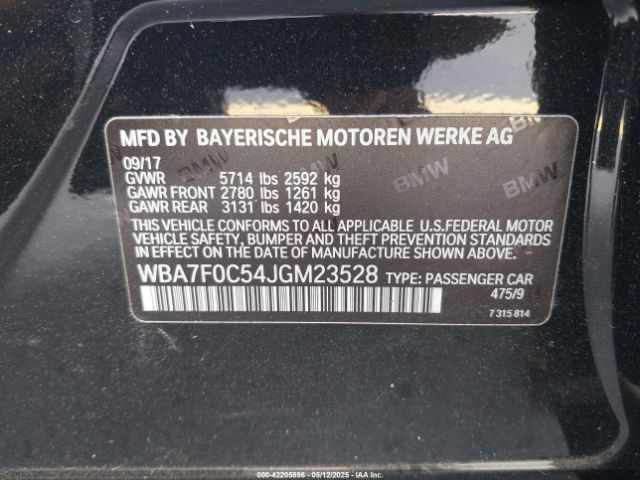 2018 BMW 750I WBA7F0C54JGM23528 Photo 8