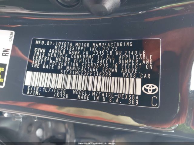 5YFS4MCE9PP146988 Toyota COROLLA SE