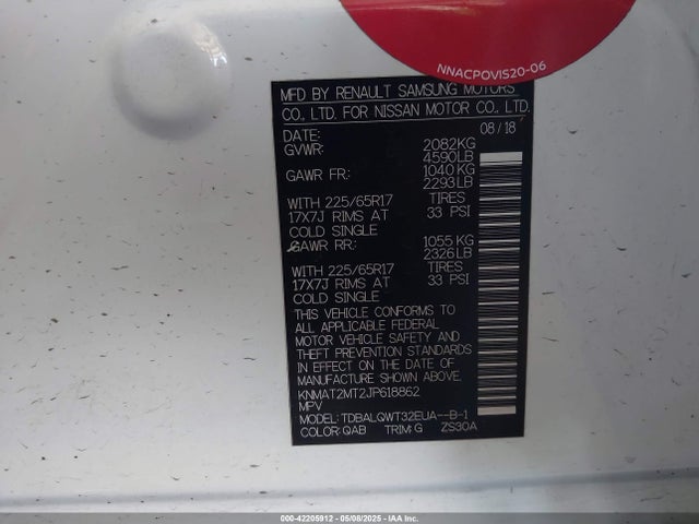 KNMAT2MT2JP618862 Nissan Rogue