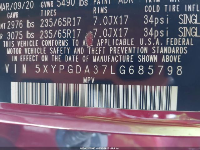 2020 KIA SORENTO 5XYPGDA37LG685798 Photo 8