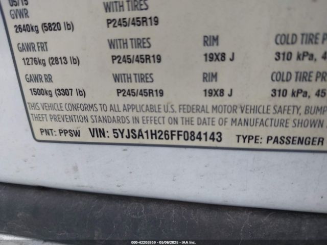 2015 TESLA MODEL S 5YJSA1H26FF084143 Photo 8