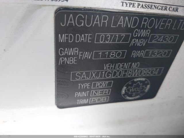 2017 JAGUAR XJ SAJXJ1GD0H8W08934 Photo 8