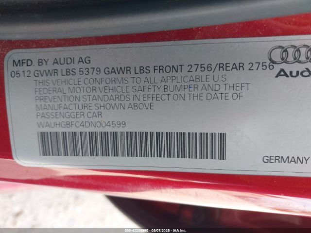 2013 AUDI A6 WAUHGBFC4DN004599 Photo 8