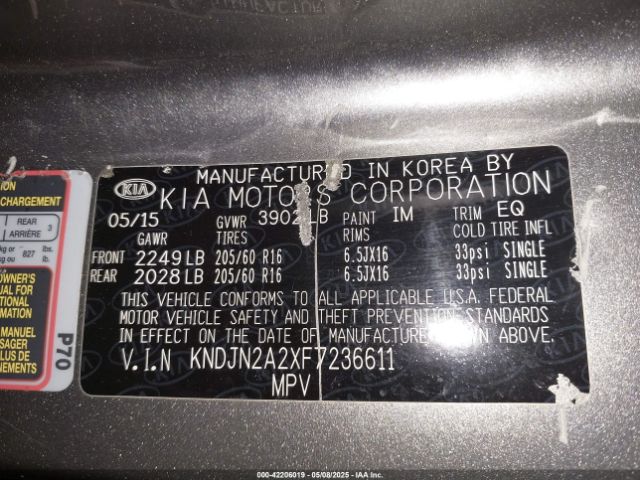 KNDJN2A2XF7236611 KIA Soul