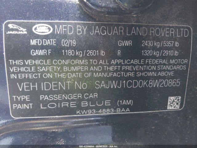 SAJWJ1CD0K8W20865 Jaguar Xj R-sport