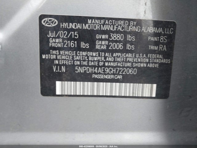 Hyundai ELANTRA SE 2016 5NPDH4AE9GH722060 Image 9