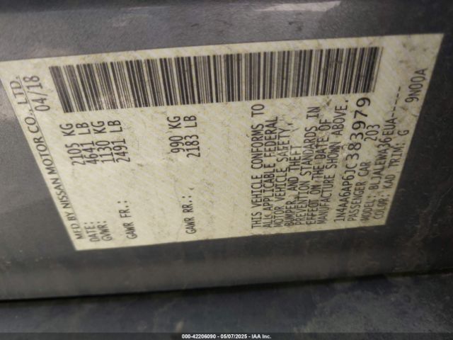 1N4AA6AP6JC383979 Nissan Maxima 3.5 Sl
