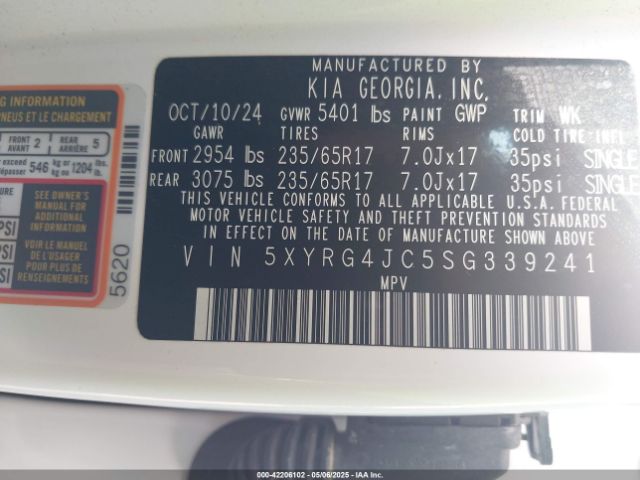 5XYRG4JC5SG339241 KIA SORENTO LX