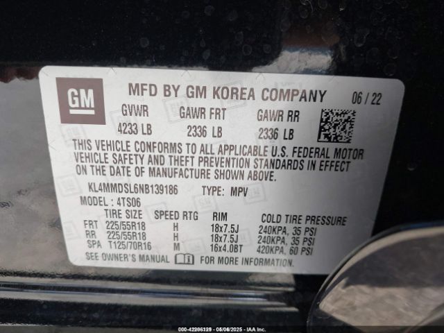 KL4MMDSL6NB139186 Buick Encore Gx Fwd Select