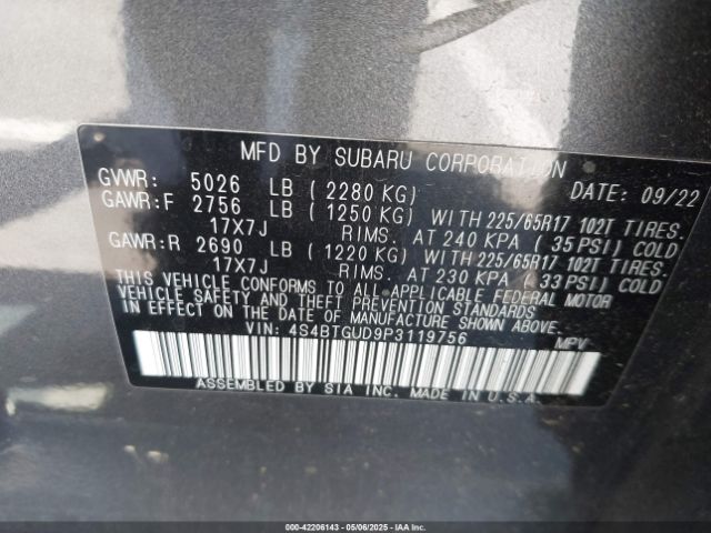 4S4BTGUD9P3119756 Subaru Outback Wilderness