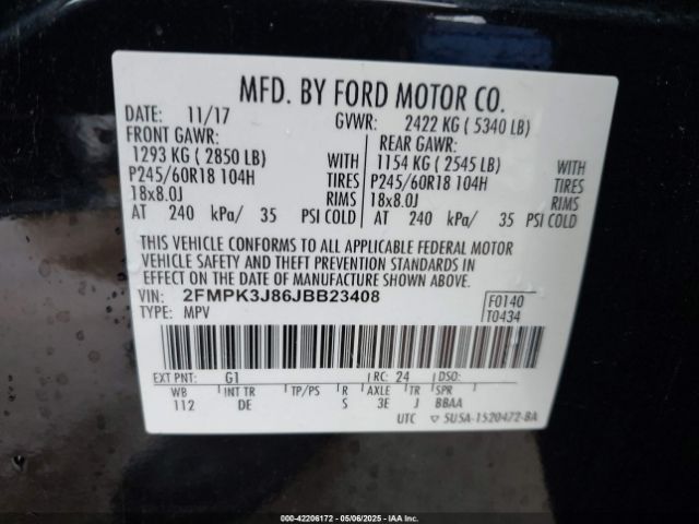 2018 FORD EDGE 2FMPK3J86JBB23408 Photo 8
