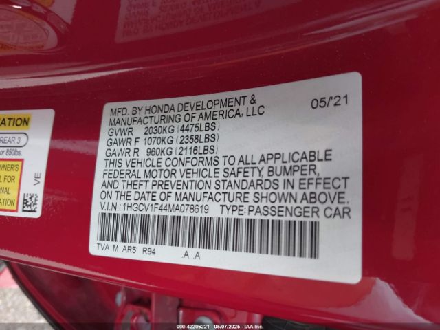 1HGCV1F44MA078619 Honda Accord Sport Special Edition