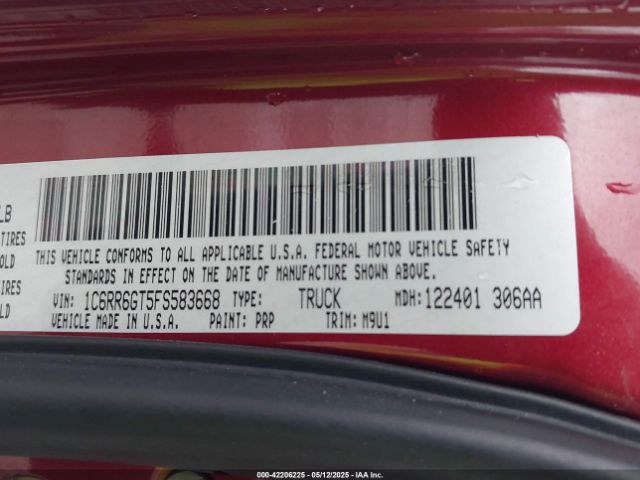 1C6RR6GT5FS583668 RAM 1500 Lone Star