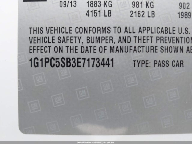 1G1PC5SB3E7173441 Chevrolet Cruze 1lt Auto
