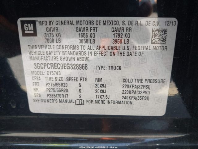 3GCPCREC9EG328968 Chevrolet Silverado 1500 1lt