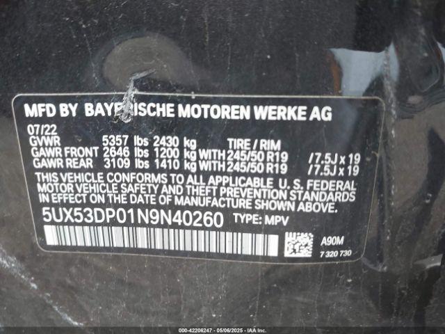 2022 BMW X3 5UX53DP01N9N40260 Photo 8