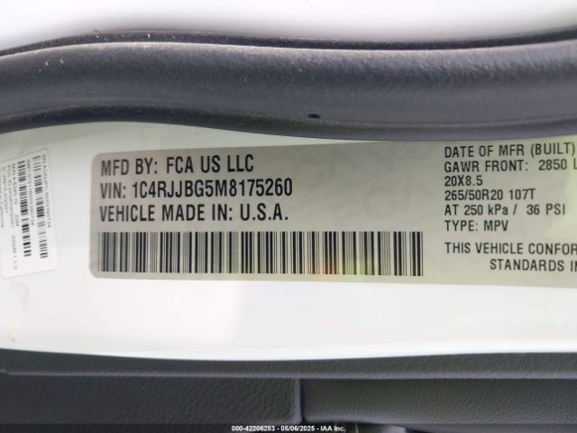2021 JEEP GRAND CHEROKEE L 1C4RJJBG5M8175260 Photo 8