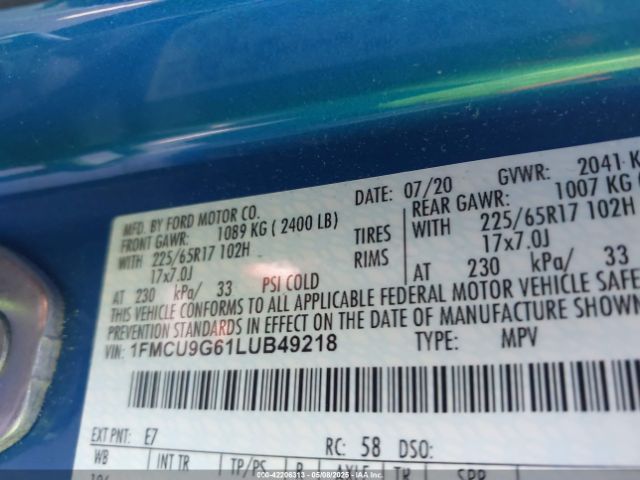 2020 FORD ESCAPE 1FMCU9G61LUB49218 Photo 8