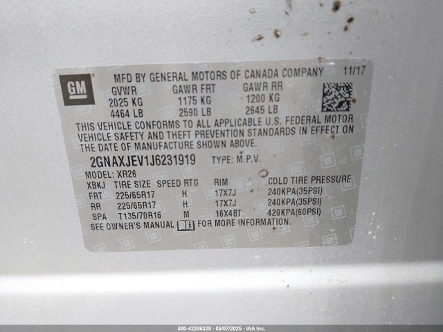 Chevrolet EQUINOX LT 2018 2GNAXJEV1J6231919 Image 9