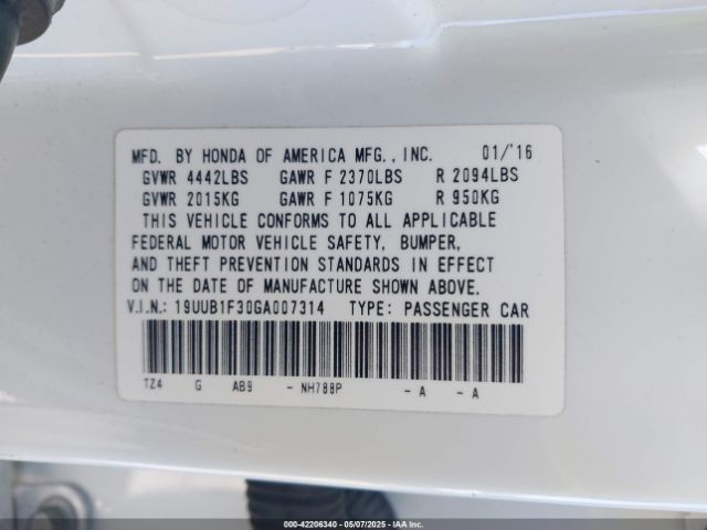 2016 ACURA TLX 19UUB1F30GA007314 Photo 8