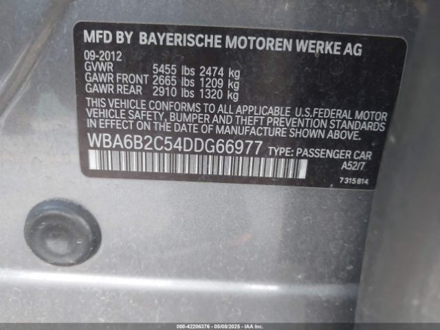 2013 BMW 650I GRAN COUPE WBA6B2C54DDG66977 Photo 8