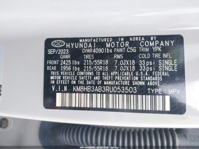 KM8HB3AB3RU053503 Hyundai Kona Sel