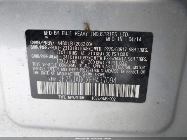 2015 SUBARU FORESTER JF2SJADCXFH437094 Photo 8