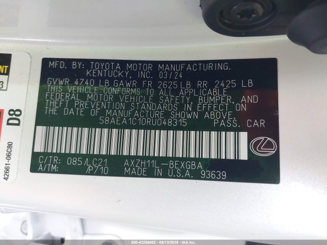 58AEA1C10RU048315 Lexus Es 300h Luxury