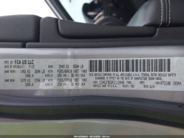1C4RJFBG3FC112445 Jeep Grand Cherokee Limited
