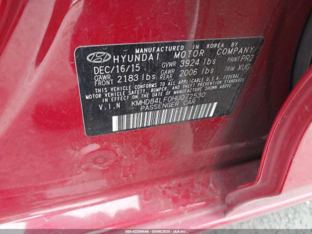 KMHD84LF0HU072530 Hyundai ELANTRA SE