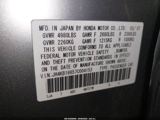 2007 ACURA RL JH4KB16657C004153 Photo 8