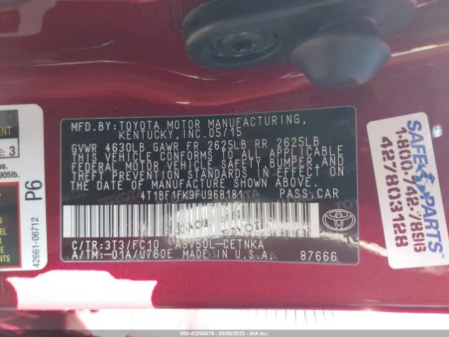 4T1BF1FK9FU968181 Toyota CAMRY LE