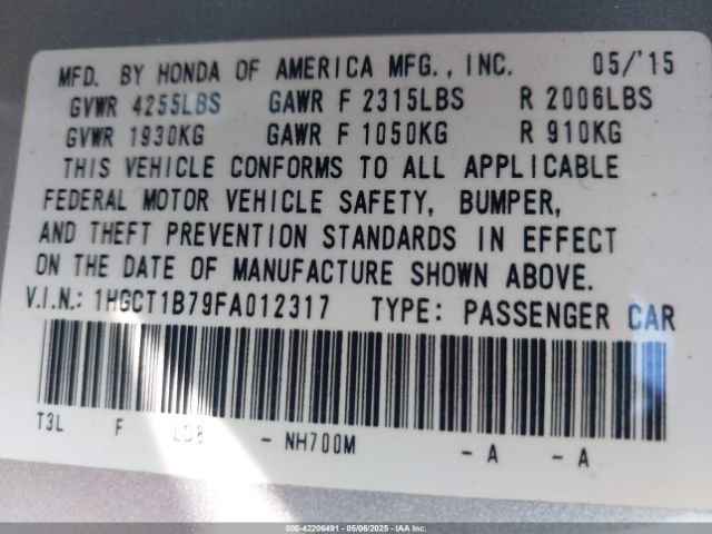 1HGCT1B79FA012317 Honda ACCORD EX