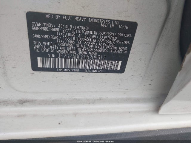 Subaru Crosstrek 2.0i Premium 2017 JF2GPADC8H8209912 Image 9