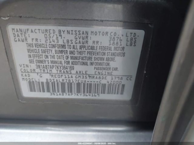 3N1AB7AP7KY364169 Nissan SENTRA SR